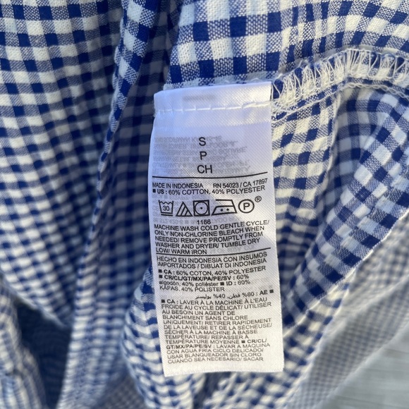 old navy ladies size s blue check peasant blouse nwot - Picture 4 of 4